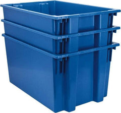 Quantum Storage - 100 Lb Load Capacity Blue Polyethylene Tote Container - Stacking, Nesting, 29-1/2" Long x 19-1/2" Wide x 15" High - Top Tool & Supply