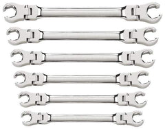 GearWrench - 6 Piece, 9mm x 11mm to 19mm x 21mm, 6 Point Flare Nut Wrench Set - Metric Measurement Standard, Full Polish Finish - Top Tool & Supply