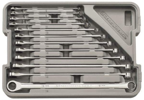 GearWrench - 12 Piece, 8mm to 19mm, 12 Point Ratcheting Box Wrench Set - Metric Measurement Standard, Full Polish Finish, Comes in Molded Case - Top Tool & Supply