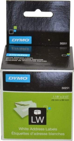 Dymo - 3-1/2" Long, White Die Cut Paper with Semi Perm. Adhesive Shipping Label - For DYMO LabelWriter Printers - Top Tool & Supply