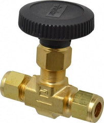 Parker - 3,000 Max psi, 3/8" Pipe, Brass, Inline Instrumentation Needle Valve - Compression x Compression CPI End Connections - Top Tool & Supply