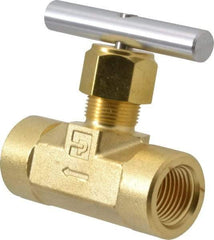 Parker - 3,000 Max psi, 1/2" Pipe, Brass, Inline Instrumentation Needle Valve - FNPT x FNPT End Connections - Top Tool & Supply