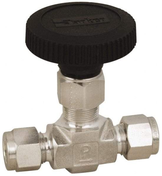 Parker - 5,000 Max psi, 1/8" Pipe, 316 Grade Stainless Steel, Inline Instrumentation Needle Valve - Top Tool & Supply