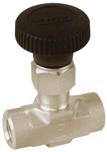 Parker - 5,000 Max psi, 1/8" Pipe, 316 Grade Stainless Steel, Inline Instrumentation Needle Valve - FNPT x FNPT End Connections - Top Tool & Supply