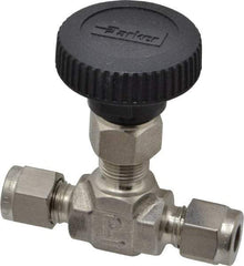 Parker - 5,000 Max psi, 1/4" Pipe, 316 Grade Stainless Steel, Inline Instrumentation Needle Valve - Top Tool & Supply