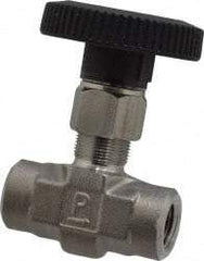 Parker - 5,000 Max psi, 1/4" Pipe, 316 Grade Stainless Steel, Inline Instrumentation Needle Valve - FNPT x FNPT End Connections - Top Tool & Supply