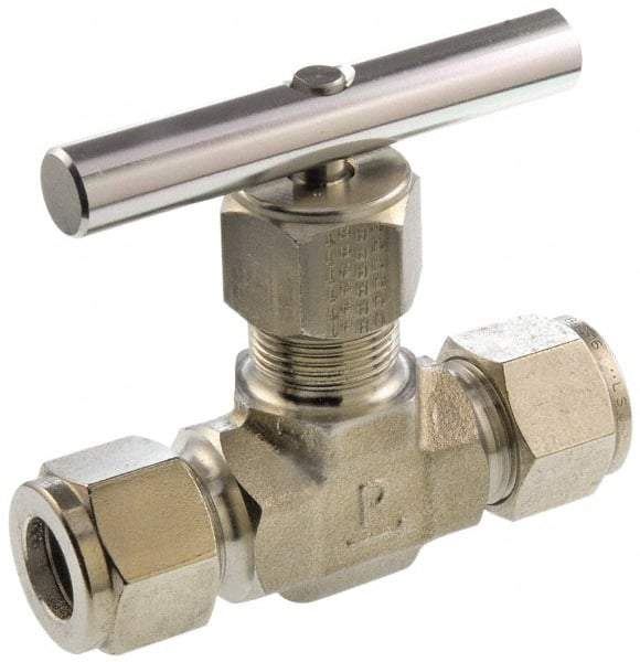 Parker - 5,000 Max psi, 1/2" Pipe, 316 Grade Stainless Steel, Inline Instrumentation Needle Valve - Top Tool & Supply