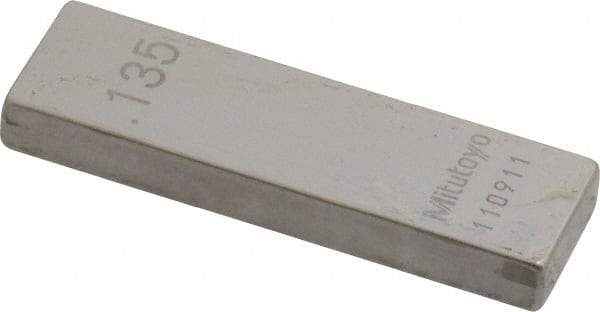 Mitutoyo - 0.135" Rectangular Steel Gage Block - Accuracy Grade 0, Includes Certificate of Inspection - Top Tool & Supply