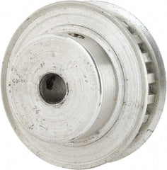 Power Drive - 22 Tooth, 1/4" Inside x 1.381" Outside Diam, Hub & Flange Timing Belt Pulley - 1/4" Belt Width, 1.401" Pitch Diam, 0.438" Face Width, Aluminum - Top Tool & Supply