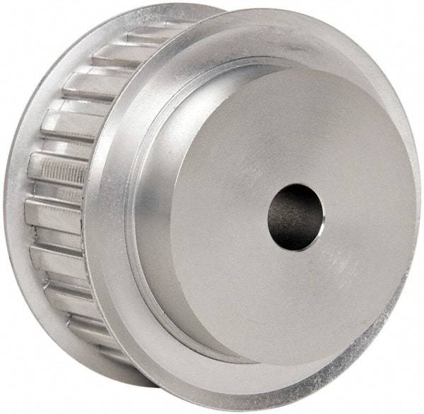 Power Drive - 24 Tooth, 1/2" Inside x 2.835" Outside Diam, Hub & Flange Timing Belt Pulley - 1" Belt Width, 2.865" Pitch Diam, 1-1/4" Face Width, Aluminum - Top Tool & Supply