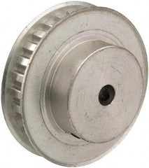 Power Drive - 28 Tooth, 1/4" Inside x 1.763" Outside Diam, Hub & Flange Timing Belt Pulley - 1/4" Belt Width, 1.783" Pitch Diam, 0.438" Face Width, Aluminum - Top Tool & Supply