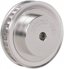 Power Drive - 30 Tooth, 1/4" Inside x 1.89" Outside Diam, Hub & Flange Timing Belt Pulley - 1/4" Belt Width, 1.91" Pitch Diam, 0.438" Face Width, Aluminum - Top Tool & Supply