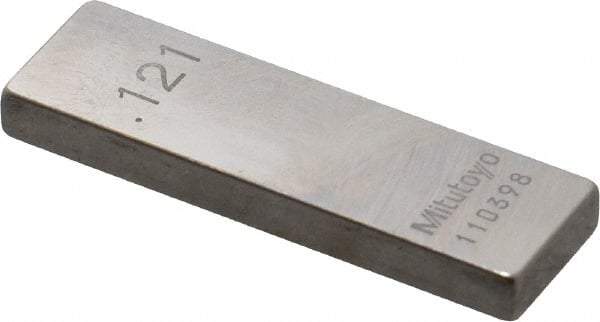 Mitutoyo - 0.121" Rectangular Steel Gage Block - Accuracy Grade 0, Includes Certificate of Inspection - Top Tool & Supply