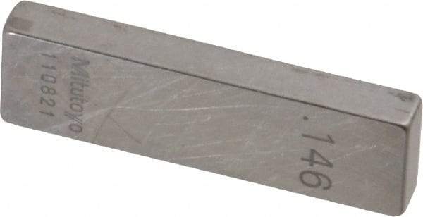 Mitutoyo - 0.146" Rectangular Steel Gage Block - Accuracy Grade 0, Includes Certificate of Inspection - Top Tool & Supply