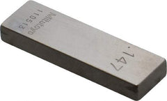 Mitutoyo - 0.147" Rectangular Steel Gage Block - Accuracy Grade 0, Includes Certificate of Inspection - Top Tool & Supply