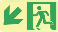 NMC - Down Left Arrow, Left Side Stick Figure in Doorway (Graphic), Polyester Exit Sign - 8" Wide x 4-1/2" High, Glow-in-the-Dark - Top Tool & Supply