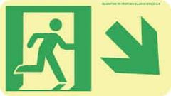 NMC - Down Right Arrow, Right Side Stick Figure in Doorway (Graphic), Polyester Exit Sign - 8" Wide x 4-1/2" High, Glow-in-the-Dark - Top Tool & Supply