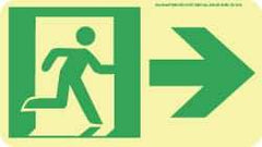 NMC - Right Arrow, Right Side Stick Figure in Doorway (Graphic), Polyester Exit Sign - 8" Wide x 4-1/2" High, Glow-in-the-Dark - Top Tool & Supply