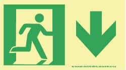 NMC - Down Arrow, Right Side Stick Figure in Doorway (Graphic), Plastic Exit Sign - 8" Wide x 4-1/2" High, Glow-in-the-Dark - Top Tool & Supply