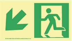 NMC - Down Left Arrow, Left Side Stick Figure in Doorway (Graphic), Plastic Exit Sign - 8" Wide x 4-1/2" High, Glow-in-the-Dark - Top Tool & Supply