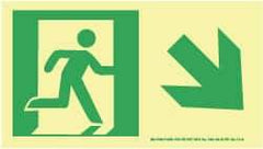 NMC - Down Right Arrow, Right Side Stick Figure in Doorway (Graphic), Plastic Exit Sign - 8" Wide x 4-1/2" High, Glow-in-the-Dark - Top Tool & Supply