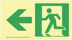 NMC - Left Arrow, Left Side Stick Figure in Doorway (Graphic), Plastic Exit Sign - 8" Wide x 4-1/2" High, Glow-in-the-Dark - Top Tool & Supply