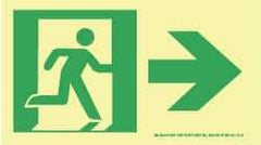 NMC - Right Arrow, Right Side Stick Figure in Doorway (Graphic), Plastic Exit Sign - 8" Wide x 4-1/2" High, Glow-in-the-Dark - Top Tool & Supply