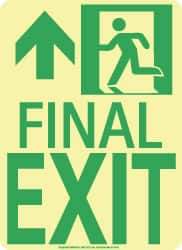 NMC - Final Exit, Polyester Exit Sign - 8" Wide x 11" High, Glow-in-the-Dark - Top Tool & Supply