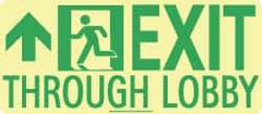 NMC - Exit Through Lobby, Polyester Exit Sign - 16" Wide x 7" High, Glow-in-the-Dark - Top Tool & Supply