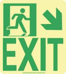 NMC - Exit, Polyester Exit Sign - 8" Wide x 9" High, Glow-in-the-Dark - Top Tool & Supply