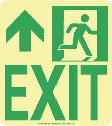 NMC - Exit, Polyester Exit Sign - 8" Wide x 9" High, Glow-in-the-Dark - Top Tool & Supply