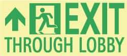 NMC - Exit Through Lobby, Plastic Exit Sign - 16" Wide x 7" High, Glow-in-the-Dark - Top Tool & Supply