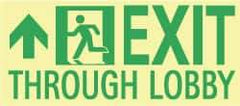 NMC - Exit Through Lobby, Plastic Exit Sign - 16" Wide x 7" High, Glow-in-the-Dark - Top Tool & Supply