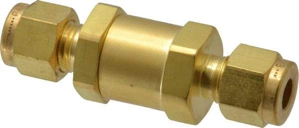 Parker - 1/4" Brass Check Valve - Inline, Comp x Comp, 3,000 WOG - Top Tool & Supply