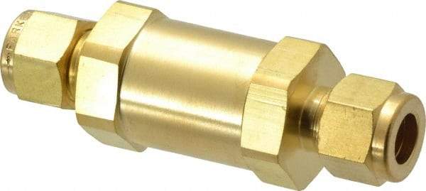 Parker - 3/8" Brass Check Valve - Inline, Comp x Comp, 3,000 WOG - Top Tool & Supply