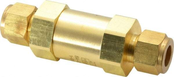 Parker - 1/2" Brass Check Valve - Inline, Comp x Comp, 3,000 WOG - Top Tool & Supply