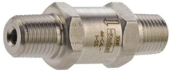 Parker - 3/8" Stainless Steel Check Valve - Inline, MNPT x MNPT, 6,000 WOG - Top Tool & Supply