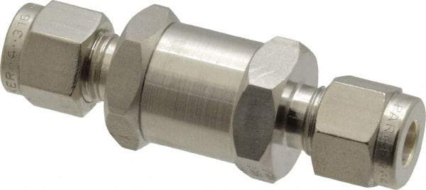 Parker - 1/4" Stainless Steel Check Valve - Inline, Comp x Comp, 6,000 WOG - Top Tool & Supply