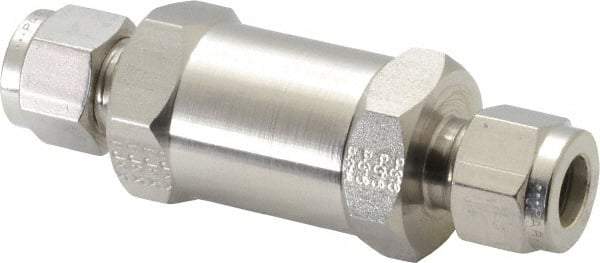 Parker - 3/8" Stainless Steel Check Valve - Inline, Comp x Comp, 6,000 WOG - Top Tool & Supply