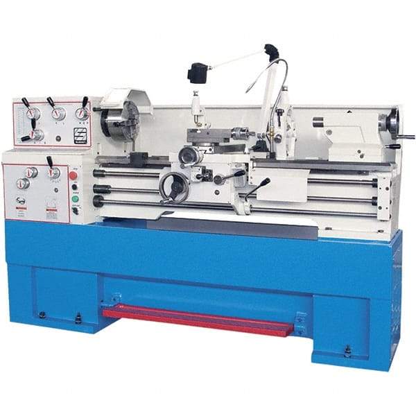 Summit - 14" Swing, 40" Between Centers, 120 Volt, Triple Phase Toolroom Lathe - 5MT Taper, 4 hp, 40 to 1,800 RPM, 1-1/2" Bore Diam, 36" Deep x 54" High x 78" Long - Top Tool & Supply