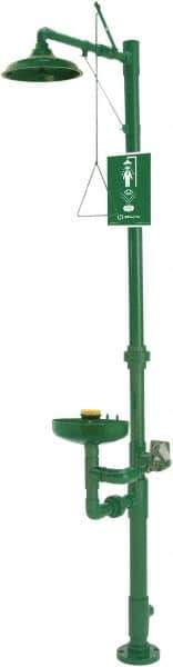 Haws - 1-1/4" Inlet, 20 GPM shower Flow, Drench shower, Eye & Face Wash Station - Bowl, Triangular Pull Rod & Push Flag Activated, PVC Pipe, Plastic Shower Head, 3.7 GPM Bowl Flow, Corrosion Resistant, Top or Mid Supply - Top Tool & Supply