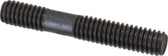 Gibraltar - 5/16-18 2" OAL Unequal Double Threaded Stud - Carbon Steel, Black Oxide Finish, 1" Long Thread Length, 1/2" Short Thread Length - Top Tool & Supply