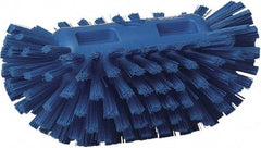 Vikan - 1-1/2" Bristle Length, Polyester Utility Scrub Brush - 5-1/2" Wide Head, 8" OAL, European Threaded Handle, Blue, Polypropylene Block - Top Tool & Supply