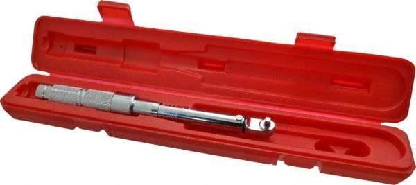 Proto - 1/4" Drive Micrometer Fixed Head Torque Wrench - 40 In/Lb to 200 In/Lb Torque, 11-45/64" OAL, 0.11 N/m Graduation, Ratchet Head - Top Tool & Supply