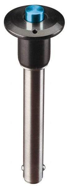 Jergens - 5/8" Diam, 3" Usable Length, Button Handle, Push Button Quick Release Pin - 4-1/4" Overall Length, Grade 17-4 Stainless Steel, Passivated Finish - Top Tool & Supply