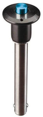 Jergens - 5/16" Diam, 1-1/2" Usable Length, Button Handle, Push Button Quick Release Pin - 2-3/4" Overall Length, Grade 17-4 Stainless Steel, Passivated Finish - Top Tool & Supply