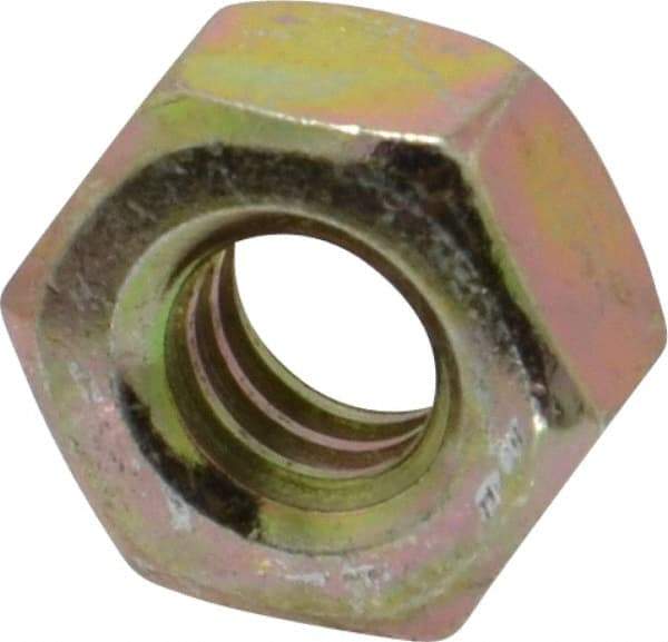 Value Collection - 1/4-20 UNC Steel Right Hand Hex Nut - 7/16" Across Flats, 7/32" High, Zinc Yellow Dichromate Finish - Top Tool & Supply