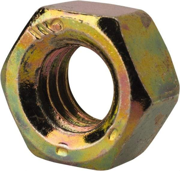 Value Collection - 5/16-18 UNC Steel Right Hand Hex Nut - 1/2" Across Flats, 17/64" High, Zinc Yellow Dichromate Finish - Top Tool & Supply