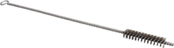 Schaefer Brush - 3" Long x 5/8" Diam Stainless Steel Long Handle Wire Tube Brush - Single Spiral, 15" OAL, 0.006" Wire Diam, 3/8" Shank Diam - Top Tool & Supply