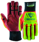 Synthetic Red Reinforced Dotted Double Palm Gloves Large - Top Tool & Supply